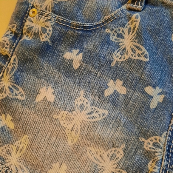 Squeeze‎ Denim Bibs Shortalls Girls Size 6 Butterfly Print - Picture 4 of 5